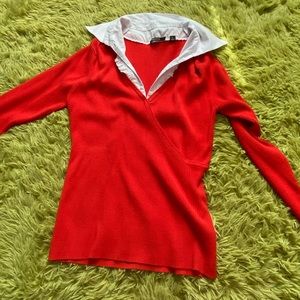 Red sweater with collar details